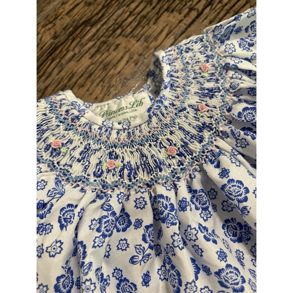 Princess Lib Blue Floral Smocked Dress Bloomer Set Baby Infant Size 9‎ Mos Pink - Picture 3 of 10